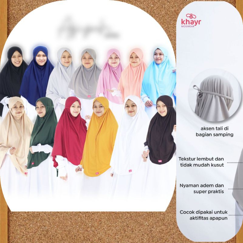 Kerudung Jumbo Hijab Afiyah Series Khimar Bergo Tali Jilbab Pasmina Bandung Khayr Moswear