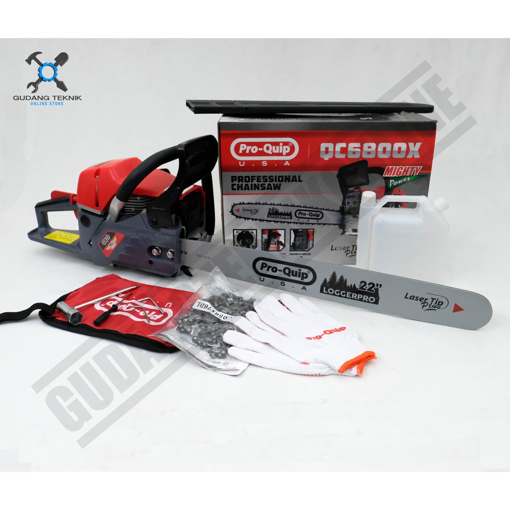 Mesin Gergaji Kayu Chainsaw 22 Inch Pro-Quip Chain Saw QC6800X Laser Tip Bar Baja Pro Quip