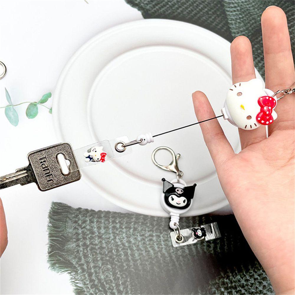 Agustinina Ditarik Lencana Gulungan Kawaii Kartun Klip Kartu ID Card Kerja Klip Cinnamoroll Kartu Siswa Perawat Badge Holder