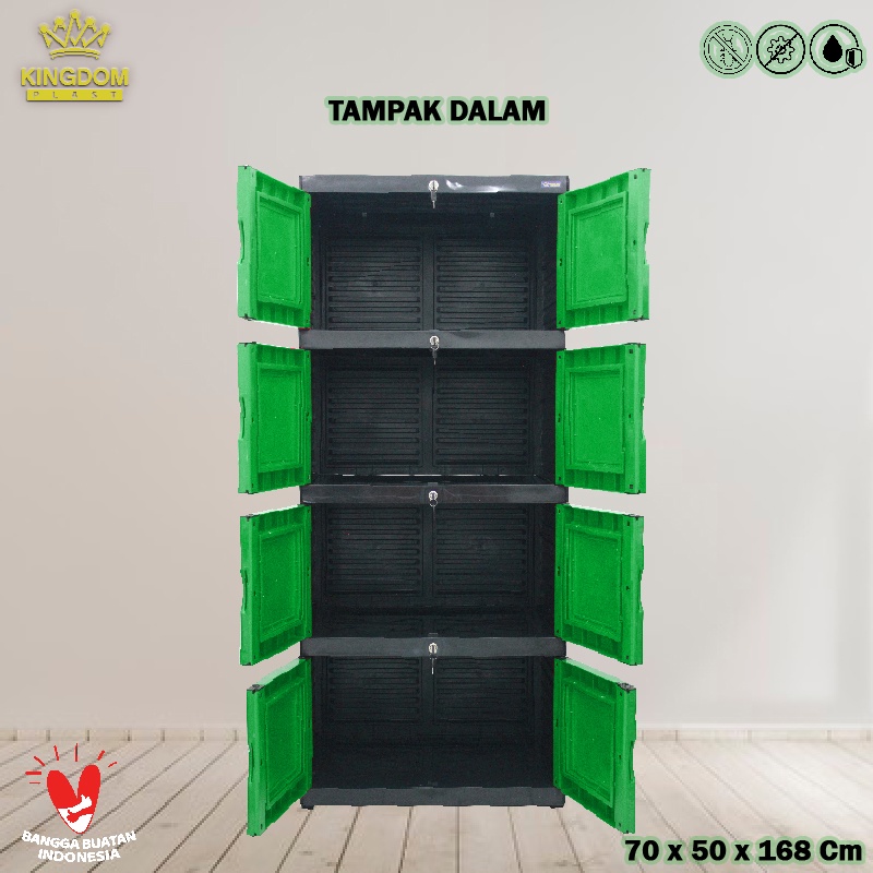 JUMBO - LEMARI PLASTIK SERBAGUNA FULL KUNCI LEMARI PAKAIAN PLASTIK 4 SUSUN KINGDOM MOE 400 FULL KUNCI MOTIF TERBARU