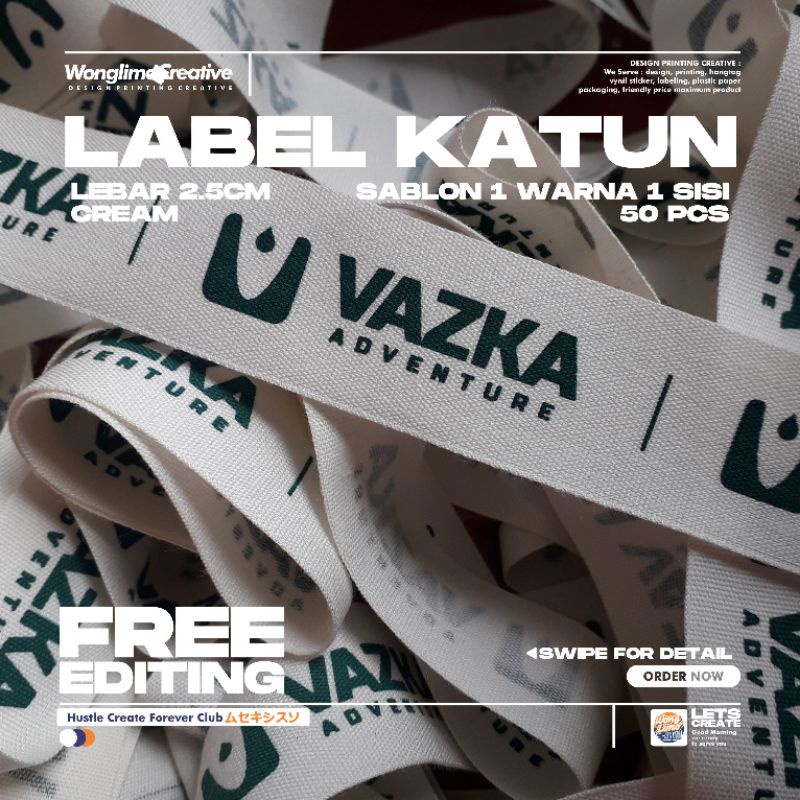 

LABEL/LABEL KATUN/LABEL KATUN SABLON/LABEL CUSTOM/LABEL BAJU/LABEL JACKET/LABEL TAS/LABEL BRAND/LABEL CLOTHING/LABEL ONLINE SHOP