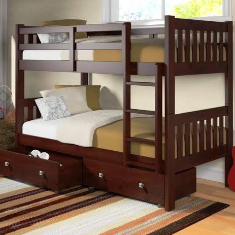 Tempat tidur tingkat dipan susun bahan kayu jati belanda