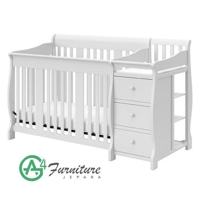 Tempat Tidur Bayi Terbaru Putih Kayu Jati