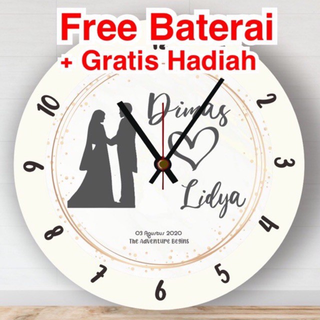 JAM DINDING HADIAH PERNIKAHAN CUSTOM NAMA
