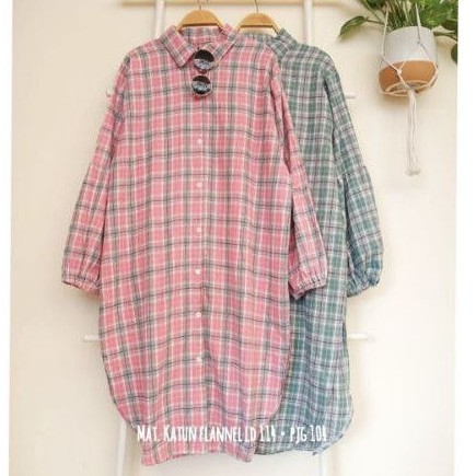Tunik katun flanel motif kotak2 ld 114 cm