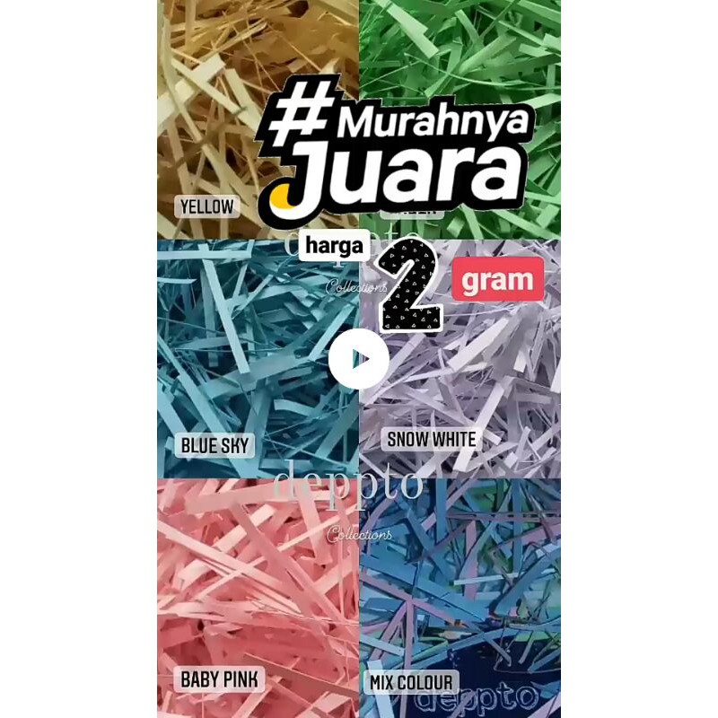 

kertas cacah 2 GRAM | kertas potong | kertas packing | shredded paper | gift box filler | murah