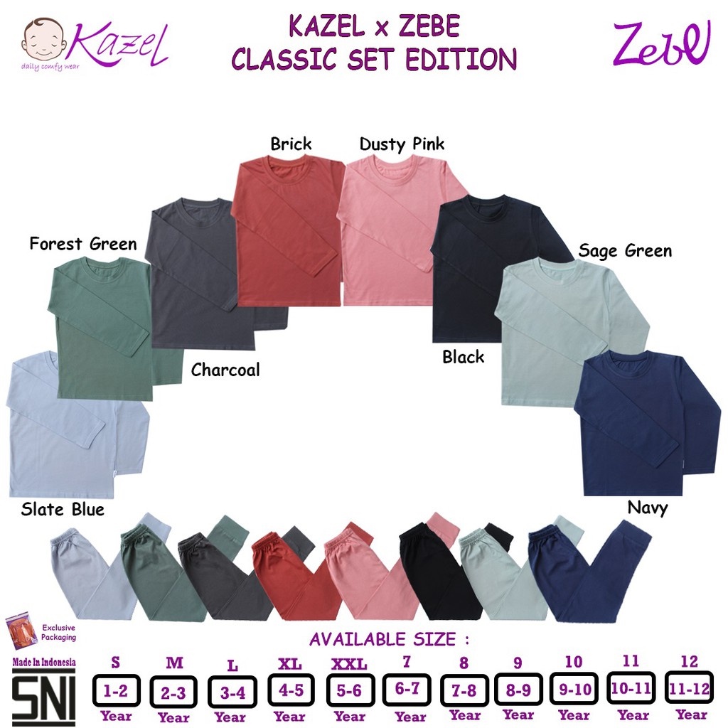 Setelan Panjang Anak Laki Laki Perempuan  1-5 Tahun Kazel Classic Set Boy &amp; Girl (1 Stel)