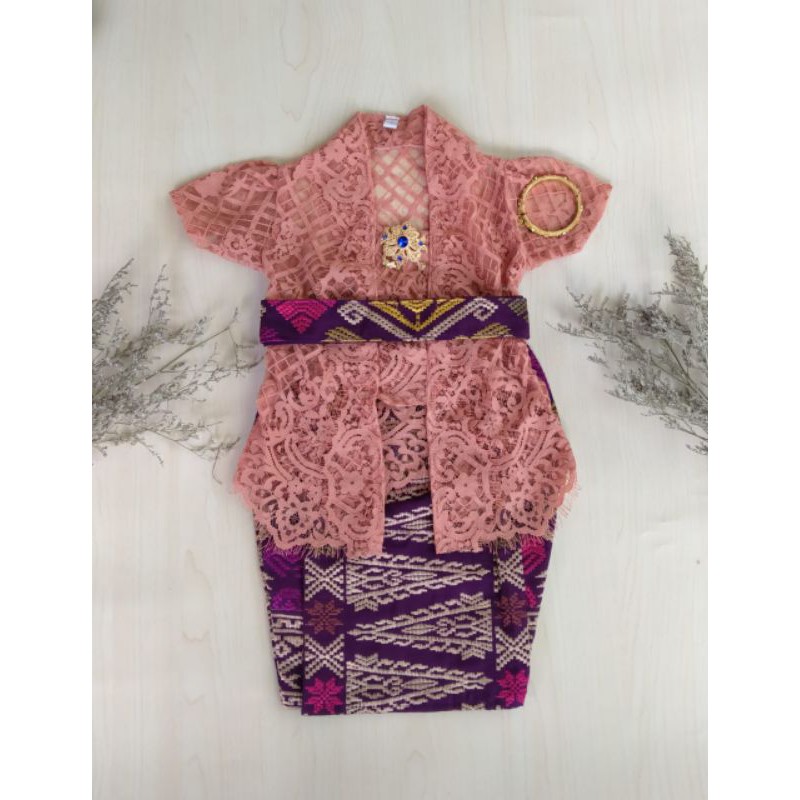 0-8 tahun free bandana SET KEBAYA BROKAT+KAMEN OBI BORDIR ANAK