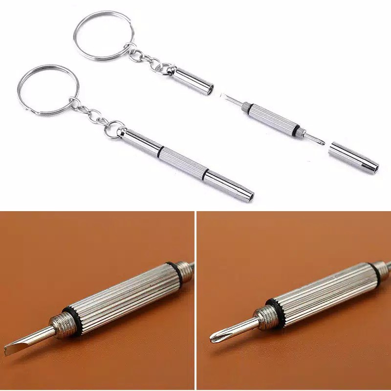 Gantungan Kunci Obeng Plus Minus Mini Screwdriver Keychain EDC 4in1 Peralatan Survival outdoor