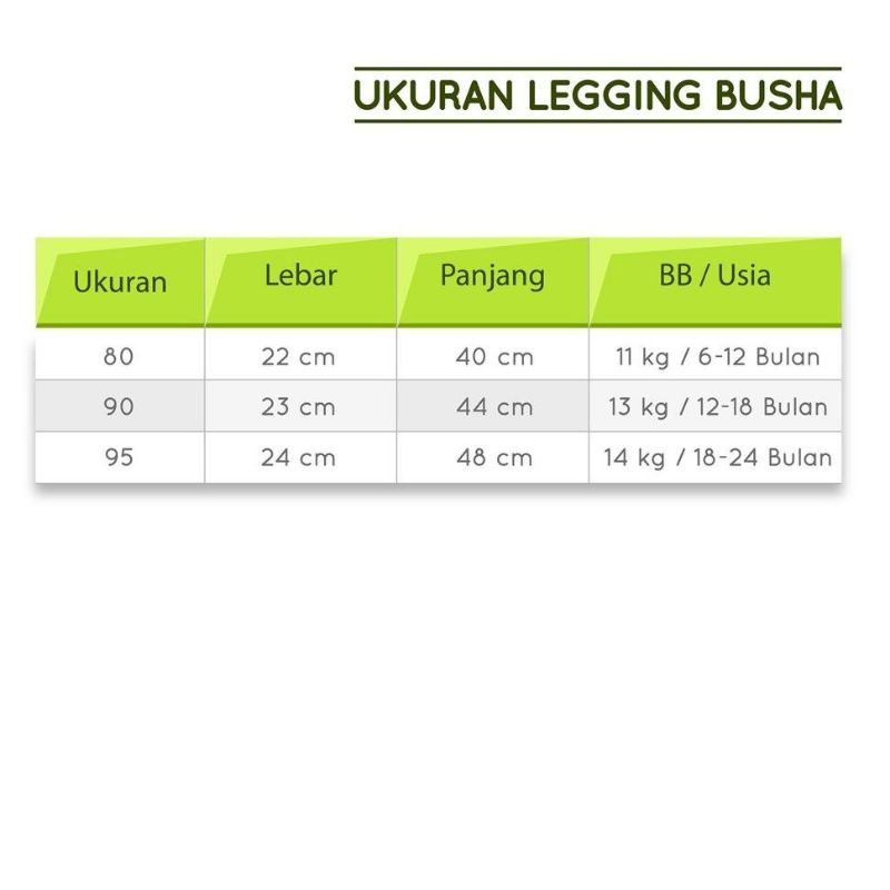 Legging bayi cotton rich buka kaki / leging bayi model busha