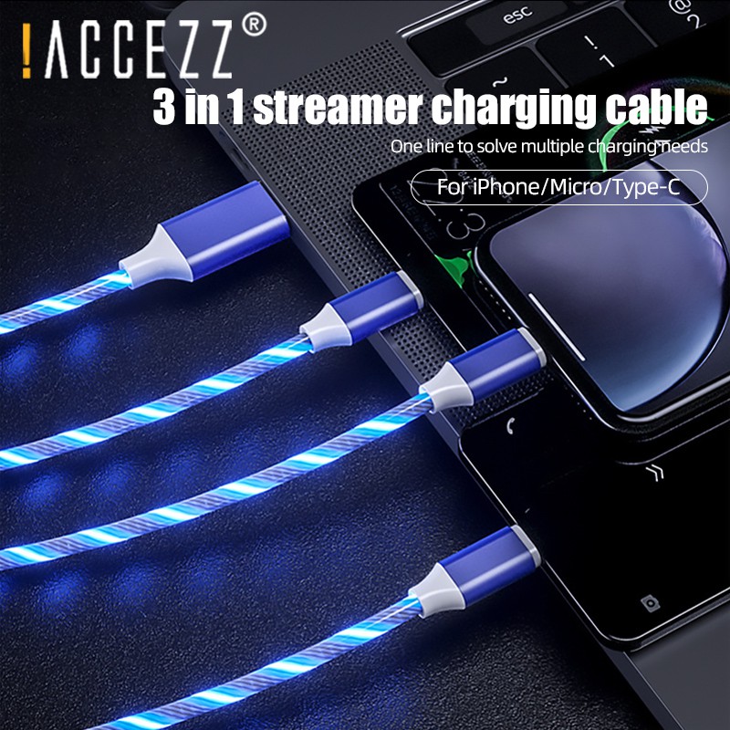 Vaorlo 3 in 1 Kabel Data / Charger Micro USB Tipe-C Fast Charging Untuk iPhone XS / X / XR / 8 / 7 / 6