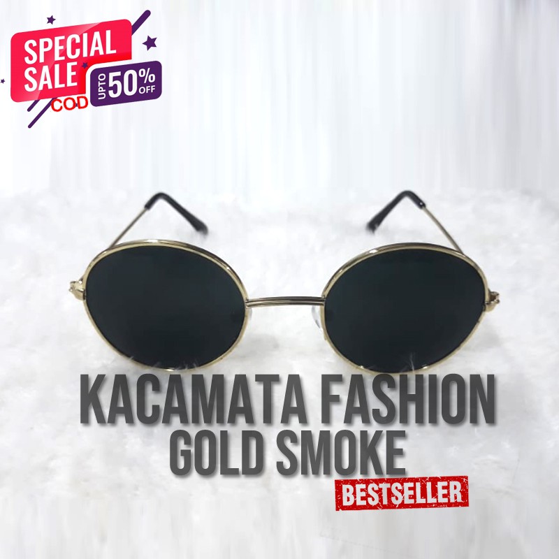 Kacamata Bulat Boboho Sunglasses Unisex Kacamata Murah Model Vintage Black Kaca mata bulat Hitam