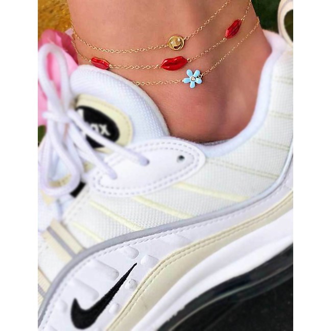 LRC Gelang Fashion Gold Multi-layered Smiley Lips And Anklet D07517