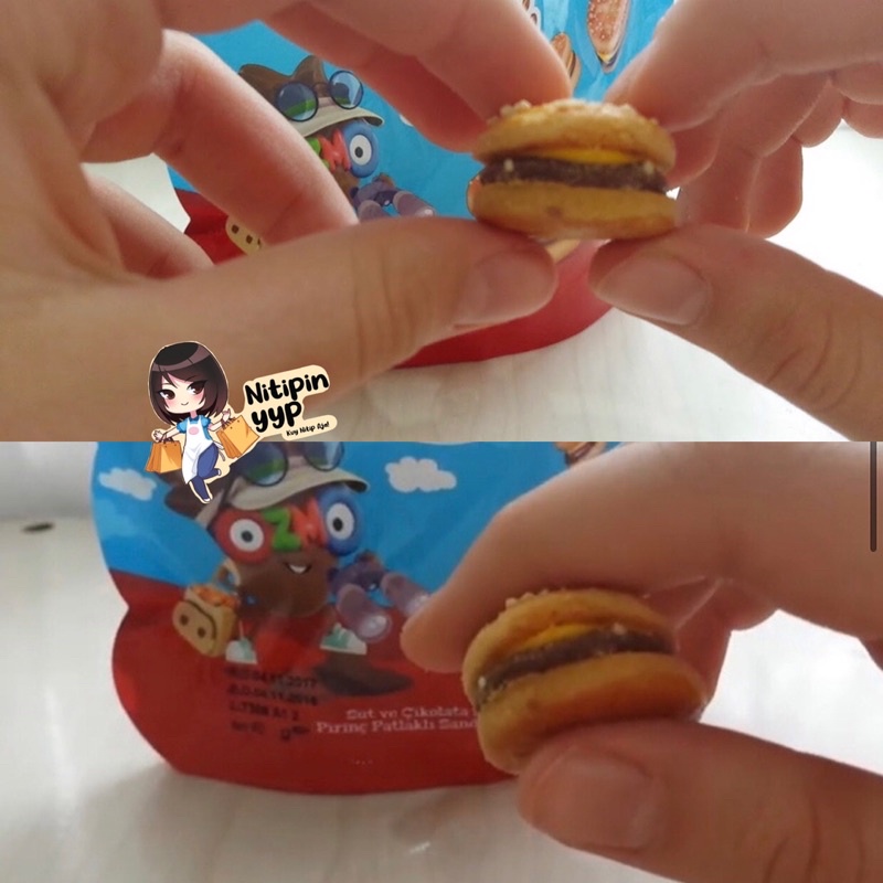 Biscuit Turkey OZMO BURGER Mini Chocolate Biscuit — Burger Mini Sandwich Cookies with Milk Chocolate Cream and Crispy Rice (40gr)