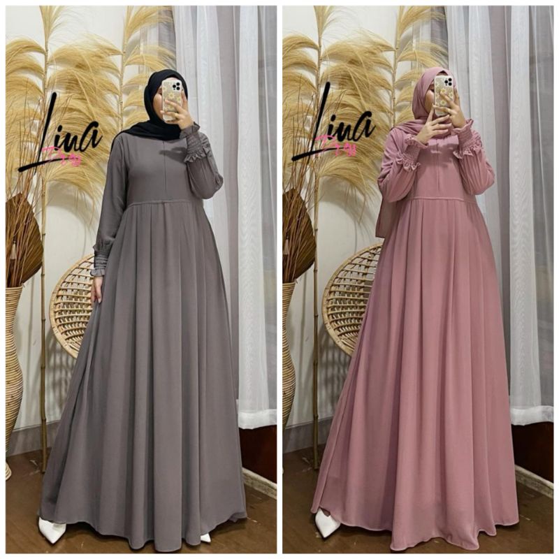 Gamis Polos Lina Dress Bahan Cerutybabydoll Dress Polos Simple Elegan Gamis Syar I Shopee Indonesia