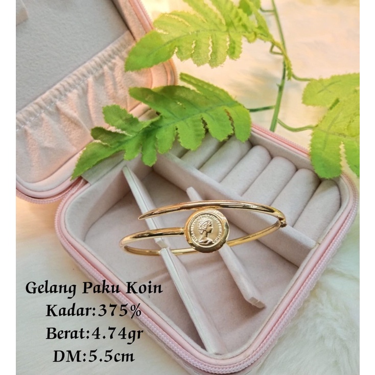 Gelang koin paku emas asli kadar 375 8karat