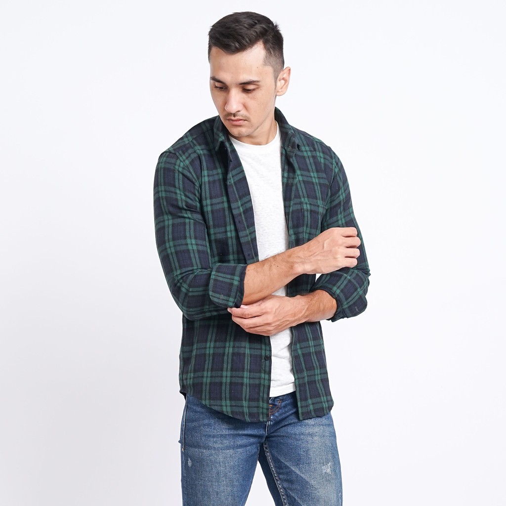 Kemeja Flanel Pria Lengan Panjang Kemeja Motif Kotak Kotak Premium Kemeja Cowok 4