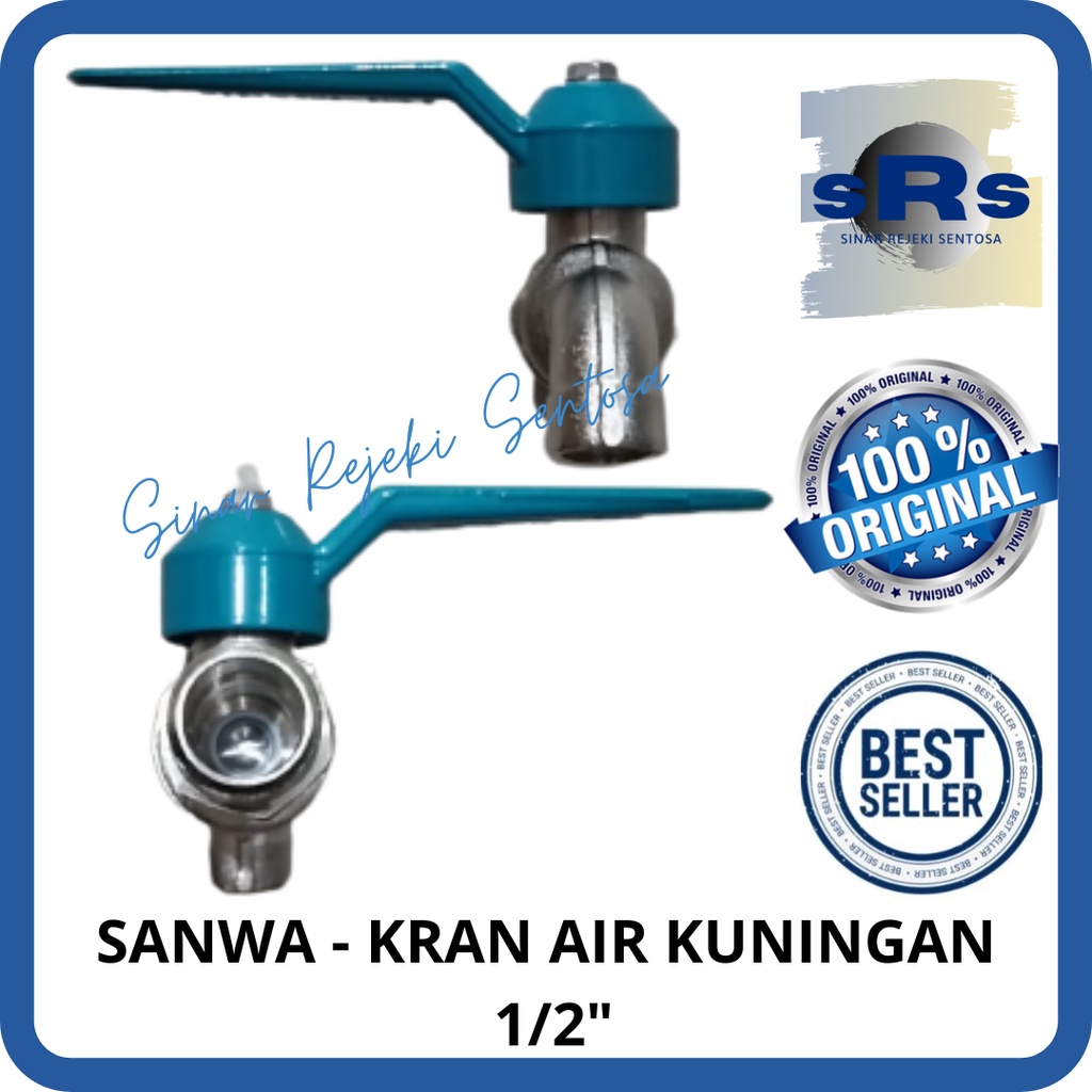 SANWA - KRAN AIR/KRAN TEMBOK 1/2 INCH KUNINGAN