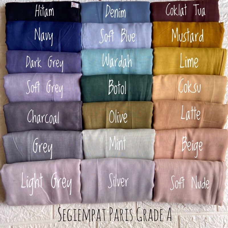 JILBAB SEGI EMPAT KERUDUNG PARIS JADUL VARISHA POLOS WARNA NECI 2 SISI UK 110x110 SERAGAM