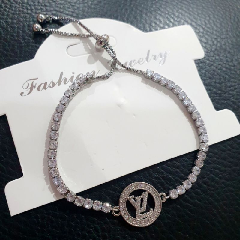 Gelang Titanium Asli Silver mata kilau Model Serut Premium Quality Anti karat anti alergi Stainless steel ori Gsi121