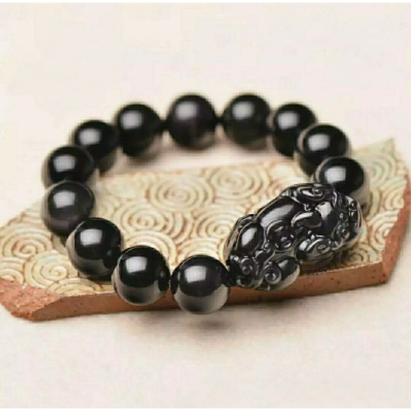 GELANG BATU GIOK PIXIU HITAM KUALITAS PREMIUM ORIGINAL