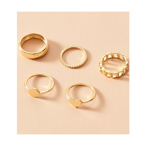 LRC Cincin Set Fashion Gold Color Love Geometric Oval P33550