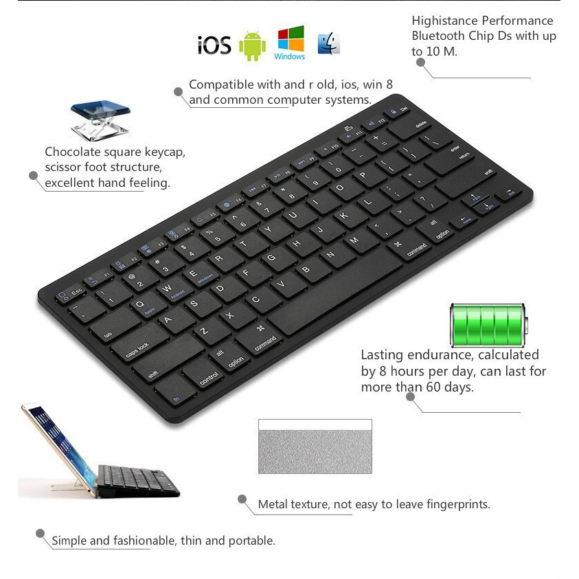 BK3001 - Universal Bluetooth 3.0 Wireless Keyboard - Battery Powered - Keyboard Tenaga Baterai AAA