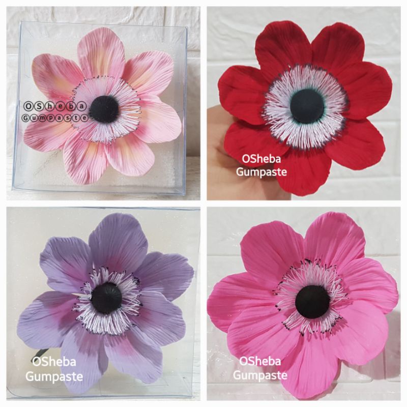 

[osheba] gumpaste bunga bs anemone - 7 variant pink