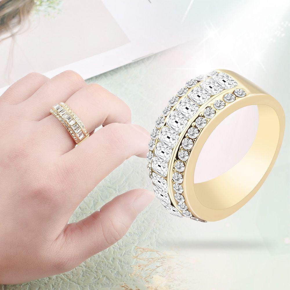 Lily Cincin Kawin Mewah Janji Tunangan Emas 14K Padat Womens Jewelry