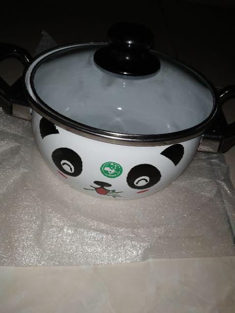 Panci Enamel Maspion Hello Panda 18 Cm / Panci Serbaguna