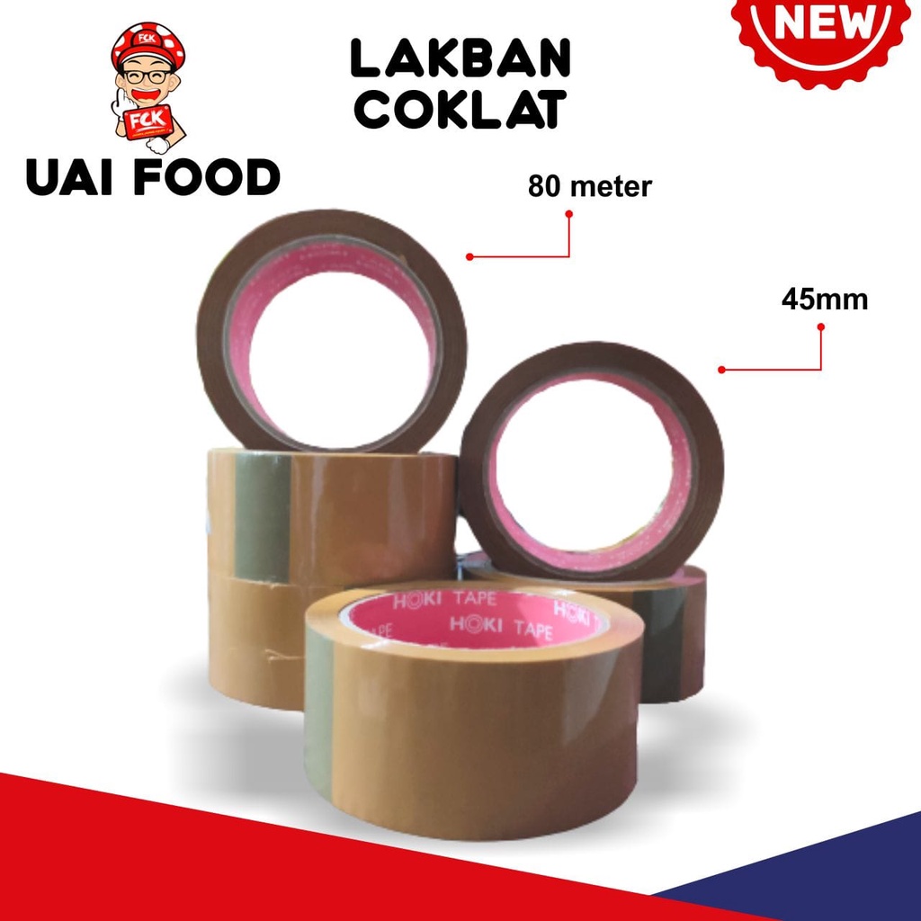 LAKBAN BENING - LAKBAN COKELAT COKLAT HOKI TAPE 45mm x 90 Yard Super Clear Murah