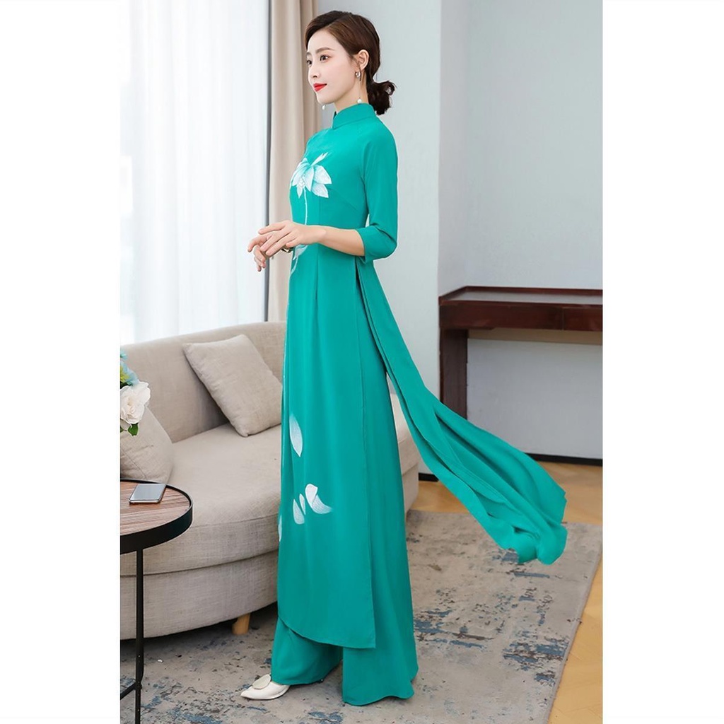 Love original new spring, summer and autumn oder hand-painted cheongsam dress wide leg pants two-pie