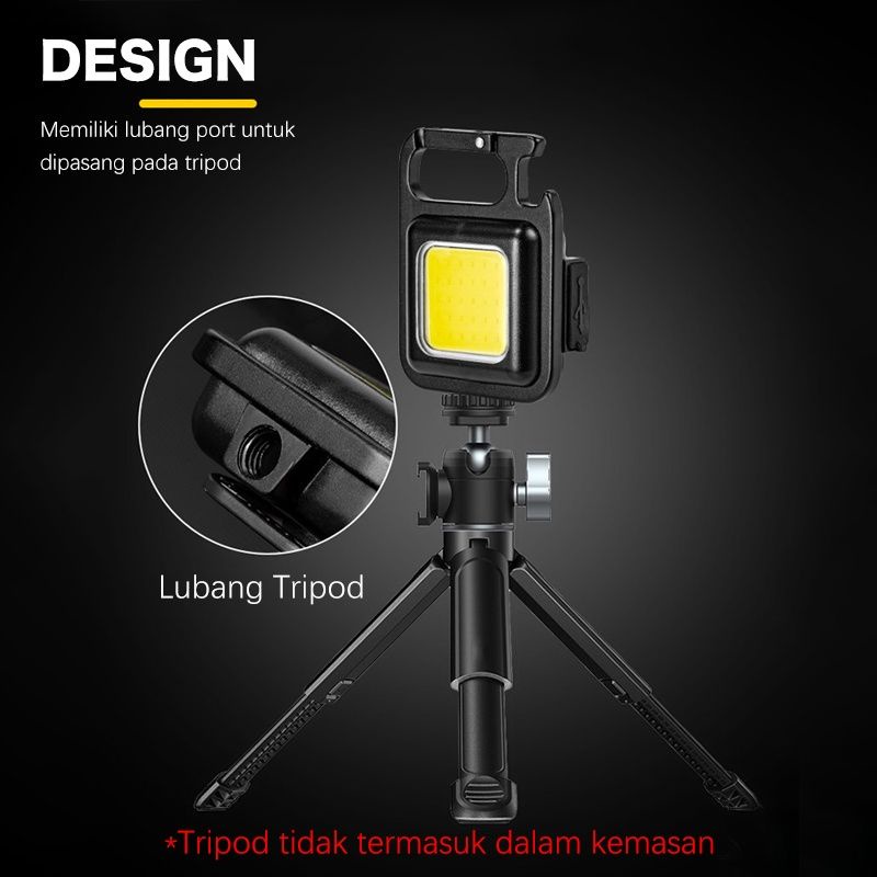 READY mini cob keychain lampu senter LED portable light USB rechargeable LED dengan gantungan kunci ini