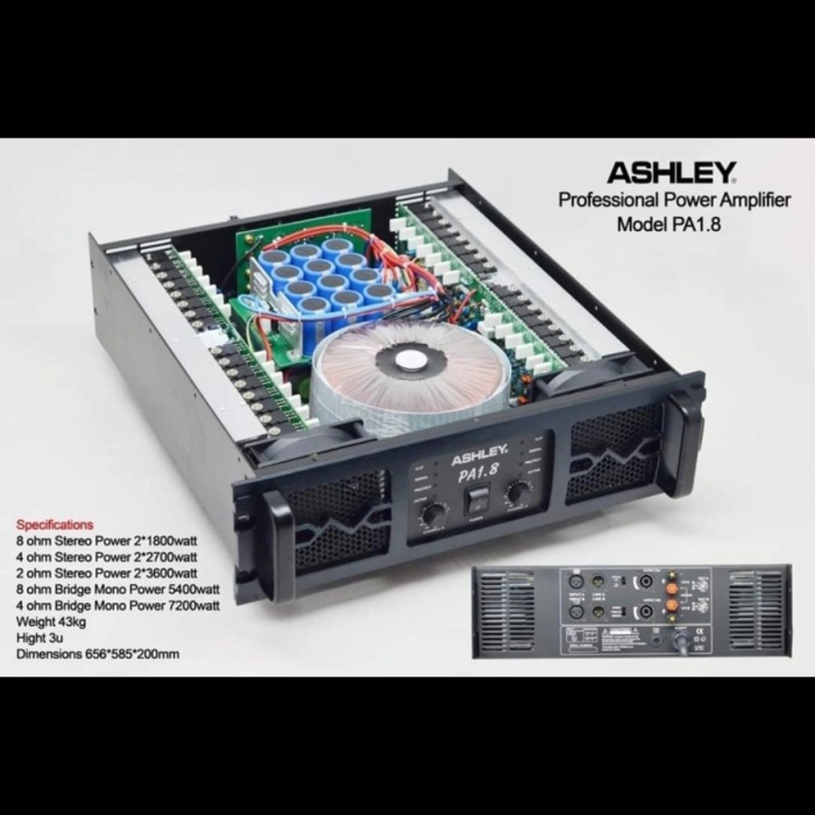POWER AMPLIFIER ASHLEY PA 1.8 2 X 1800 WATT ORIGINAL