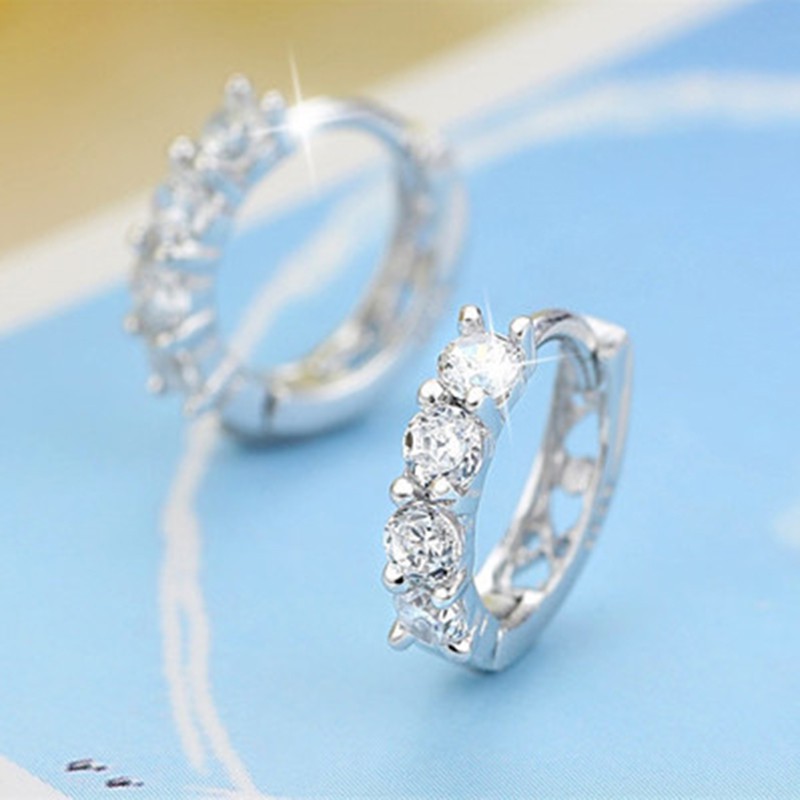 925 anting perak sterling anting-anting wanita dengan perhiasan fashion berlian-D