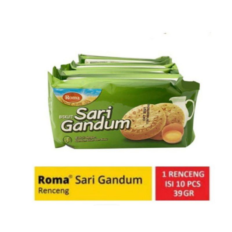 

BISKUIT ROMA SARI GANDUM POLOS 39gr 1PACK ISI 10 sarigandum