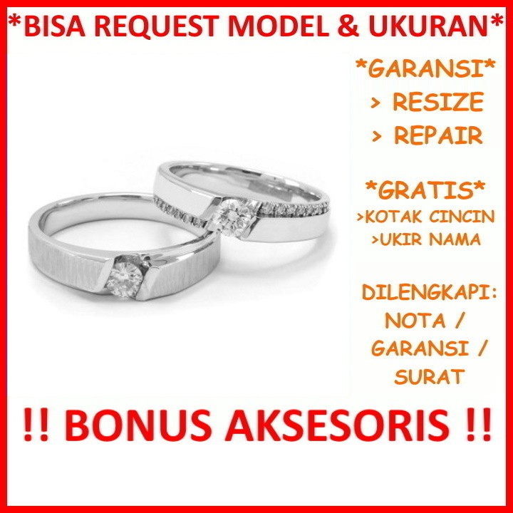 Gratis Ukir Nama Garansi Silver Asli Bisa Pesan Model Cincin Couple Perak Tunangan Mas Kawin Id632