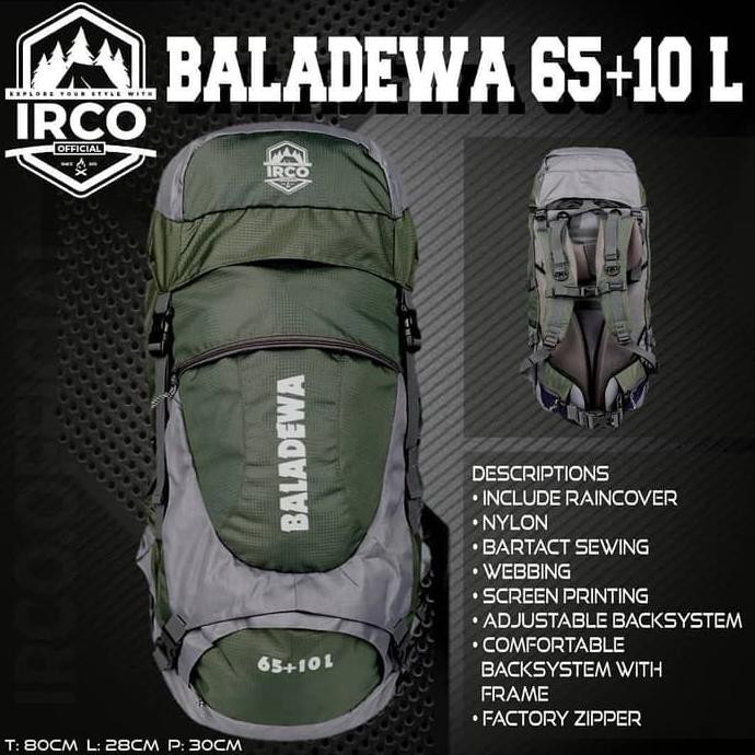 CARRIER 65L - TAS IRCO BALADEWA - KERIL GUNUNG - BACKPACK - TRAVELLER