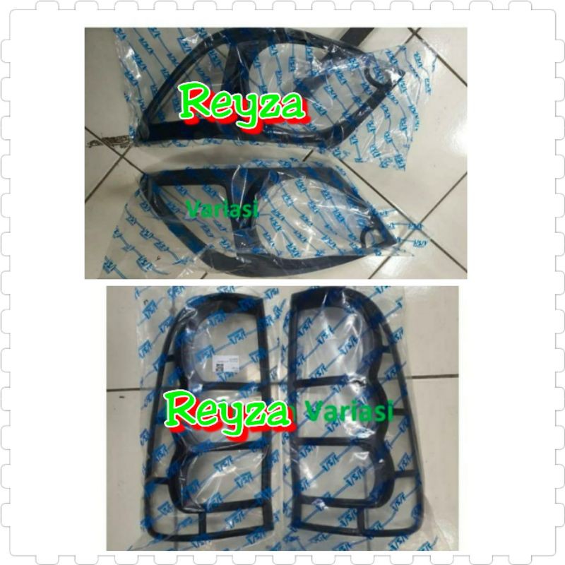 Paket Garnish / List Lampu Depan + Belakang Toyota Hilux Hitam