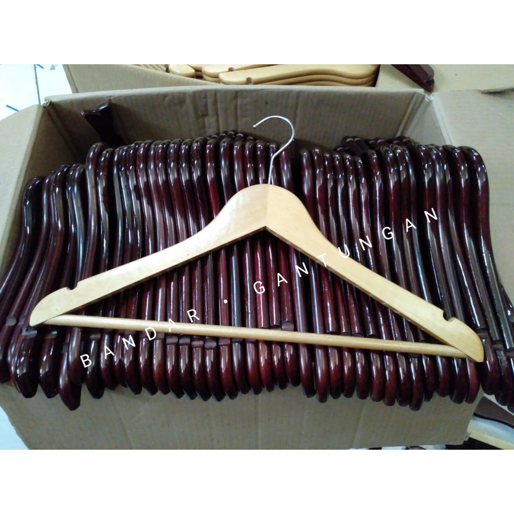 Hanger Kayu  Palang Natural Plitur Gantungan  Baju  Kayu  