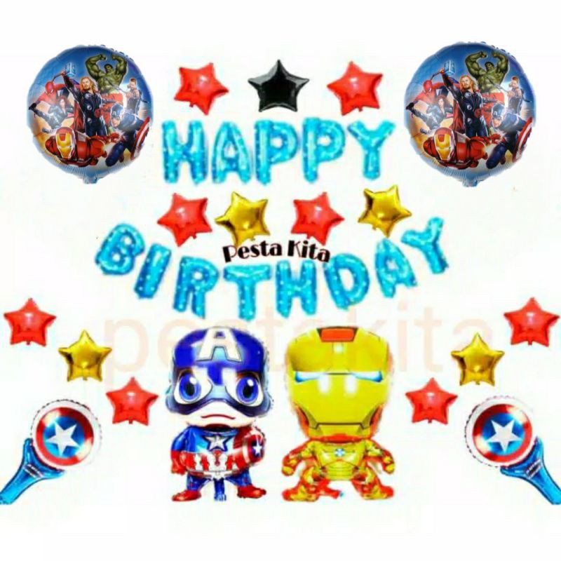 Avengers Birthday Set/Dekorasi Ulang Tahun/Balon Karakter/Balon Foil