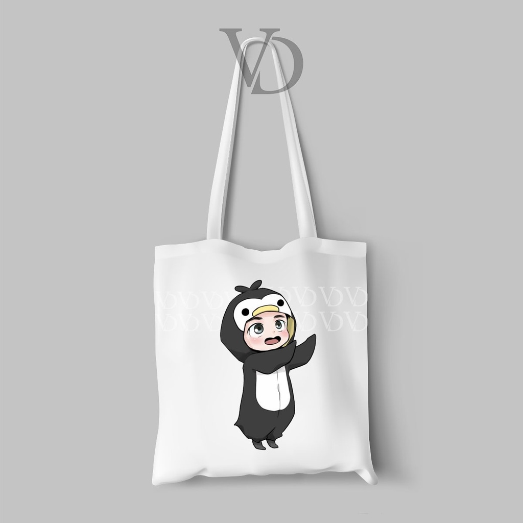 TOTE BAG BAHAN KANVAS MOTIF exo chibi fanart / korean TOTEBAG / TAS BELANJA