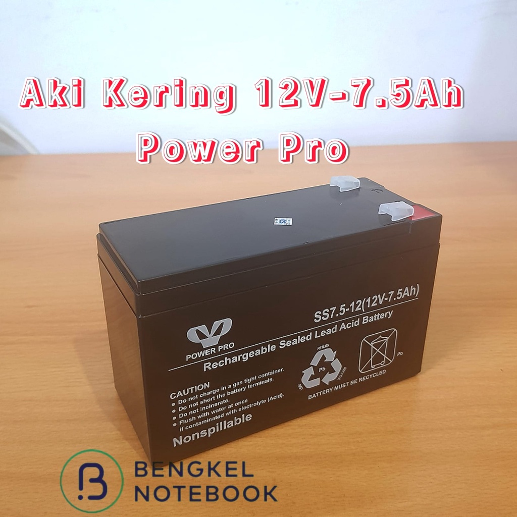 UPS Baterai Power Pro 12V - 7.5Ah Aki Kering 12 Volt 7.5Ah Charger Battery