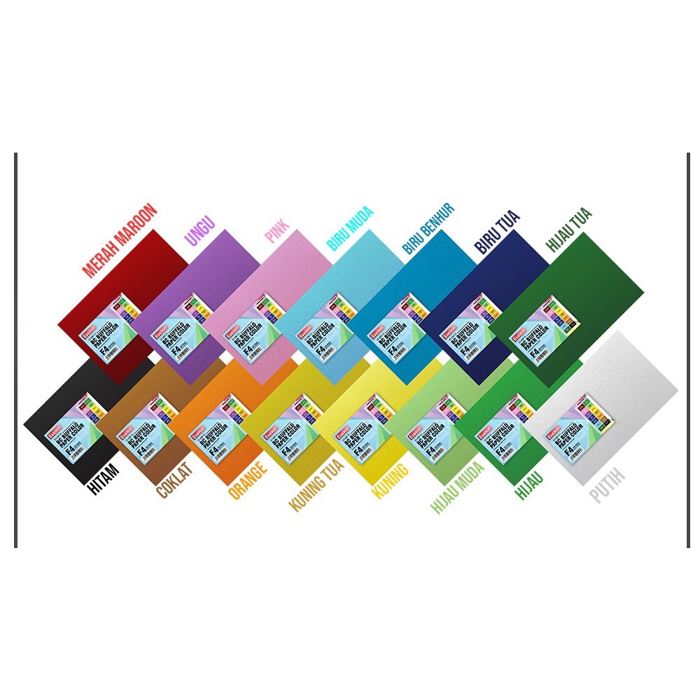 

HJK KERTAS KARTON BC COVER JILID FOLIO BUFALO POLOS WARNA 150 GSM ISI 100 LEMBAR