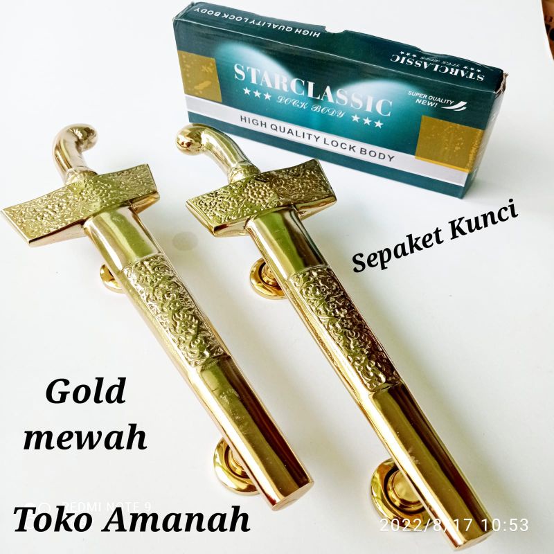 Sepaket Kunci / Gagang pintu rumah Klasik Tradisional Keris Handle pintu rumah