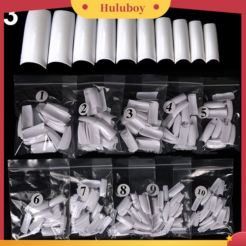 Huluboy Huluboy♡ 500pcs / Kotak Kuku Palsu Kepala Datar Mulus Ultra Tipis Transparan Tahan Lama Untuk Wanita