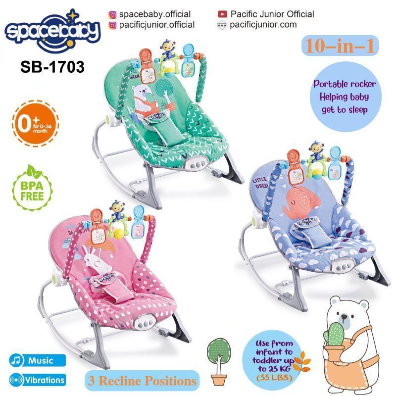 Bouncer Bayi Bebe Smart Space Baby 10in1 Rocker ZX 1703, ZX 1803, SB 8610 Baby Bouncer