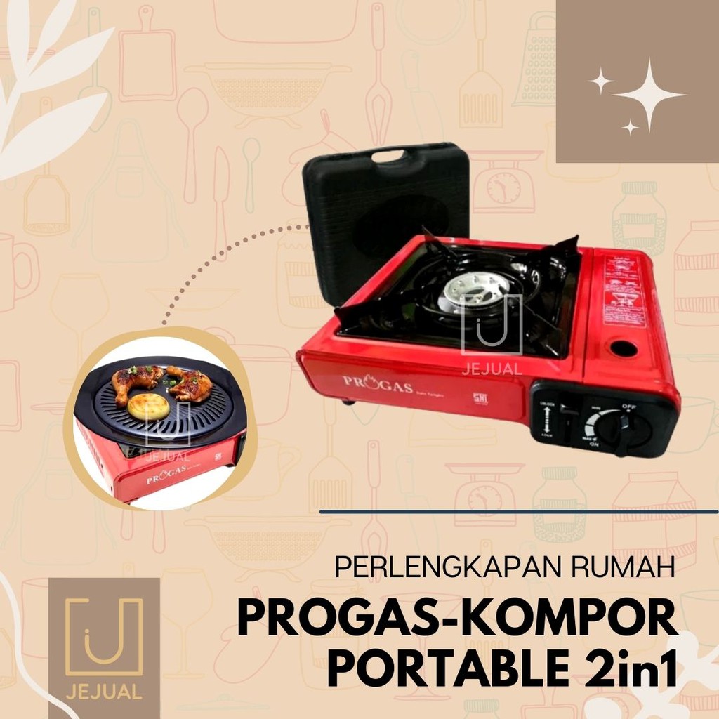 KOMPOR PORTABLE 2 in 1 Progas/Win Gas/LPG/Gas Kaleng Camping/BBQ/Grill Portabel/Traveling
