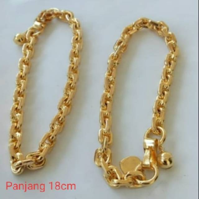 Gelang Rantai Nori medan Logam emas 24k anti karat COD