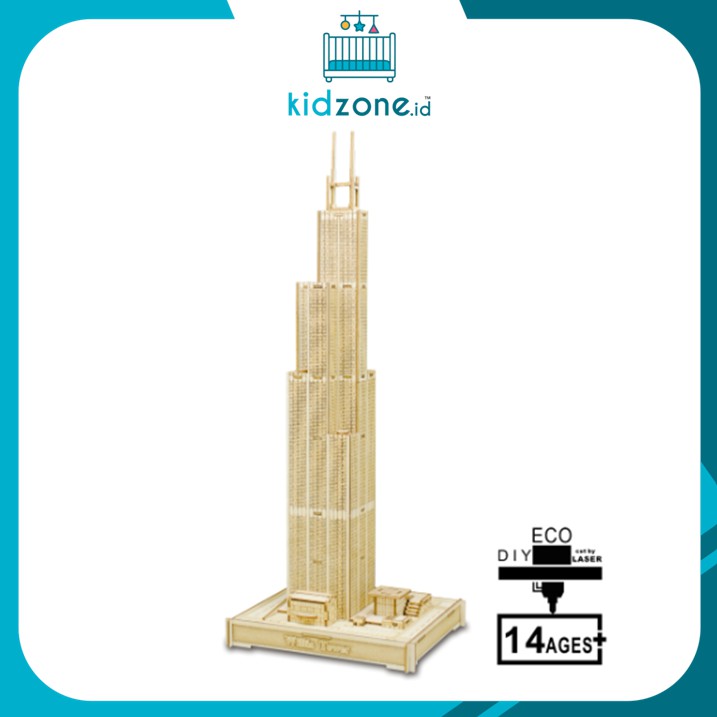 WOODCRAFT CONSTRUCTION KIT  RAKIT 3D MODEL SIERS TOWER BAHAN KAYU